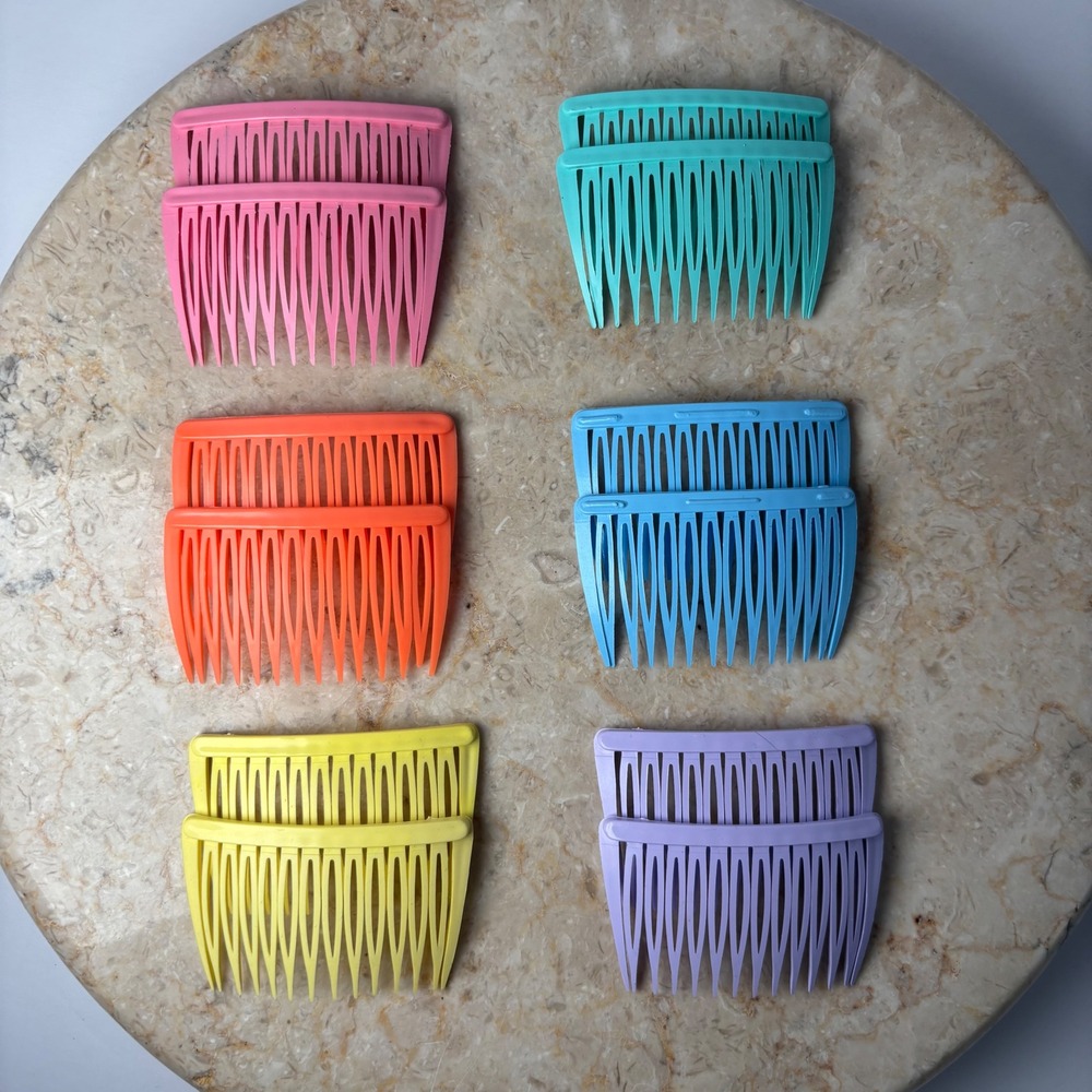 Goody Hair Side Combs Set of 12 Multicolor Vintage 80s Plastic Retro Made USA